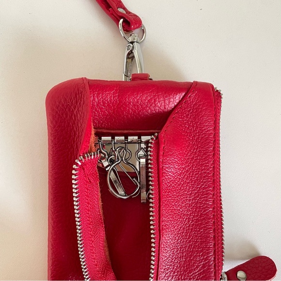 Red Small Zippered Key and Card Holder - Picture 3 of 7